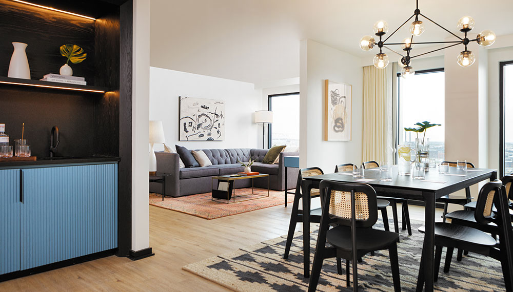 suite living room and dining area