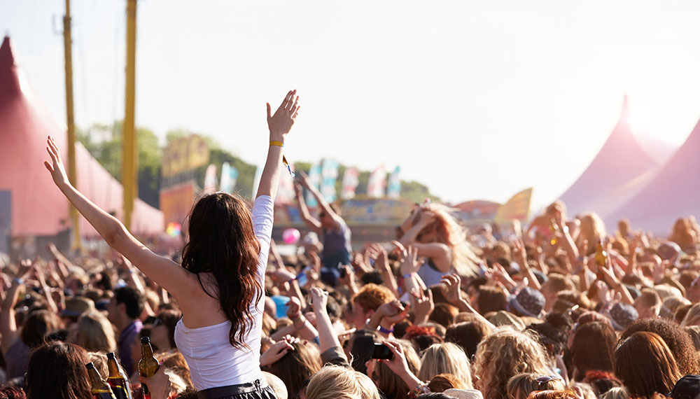 A crowd enjoying music