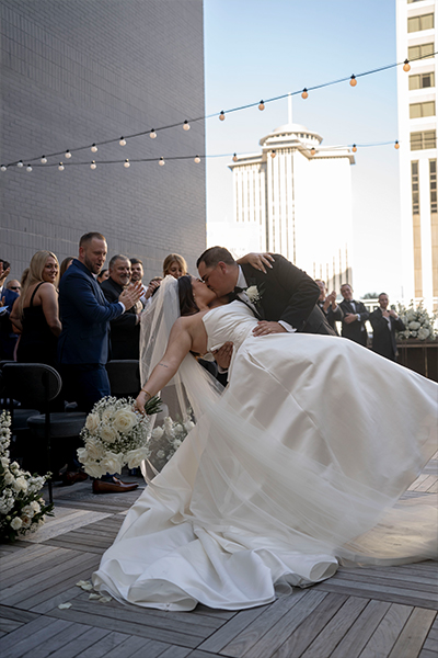 post-ceremony kiss